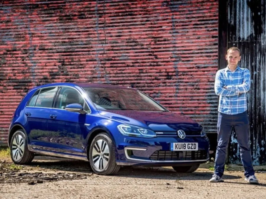 Standing next to a Volkswagen e-Golf on a HonestJohn review